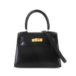 Hermes Kelly 20 2way hand shoulder bag, box calf, black, outside stitching, B stamp, gold hardware, Mini