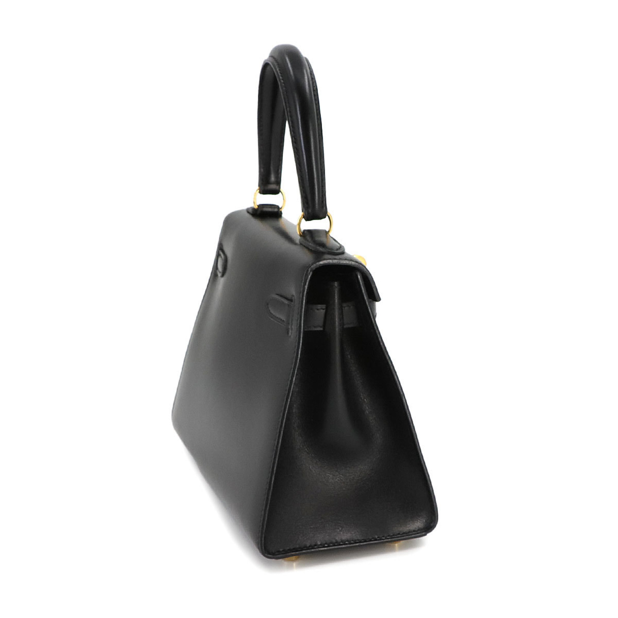 Hermes Kelly 20 2way hand shoulder bag, box calf, black, outside stitching, B stamp, gold hardware, Mini