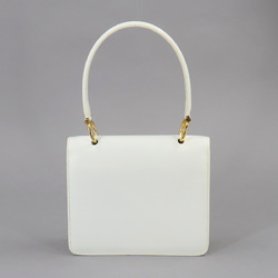 CELINE Gancini Handbag Leather White Gold Hardware Bag