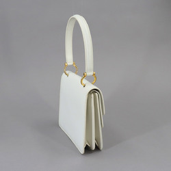 CELINE Gancini Handbag Leather White Gold Hardware Bag