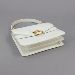 CELINE Gancini Handbag Leather White Gold Hardware Bag