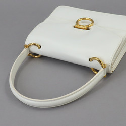 CELINE Gancini Handbag Leather White Gold Hardware Bag