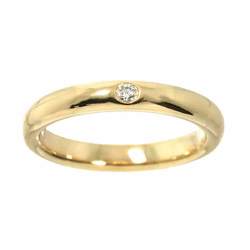 Tiffany & Co. Stacking Band Ring Diamond 1P K18 YG Yellow Gold 750