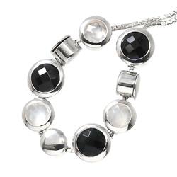 CELINE Macadam Onyx Quartz Long Necklace 81cm K18 WG White Gold 750