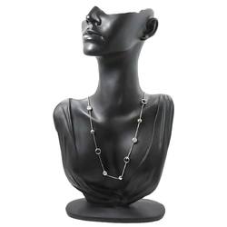 CELINE Macadam Onyx Quartz Long Necklace 81cm K18 WG White Gold 750