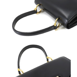 CELINE Double flap handbag Leather Black Gold hardware Handbag