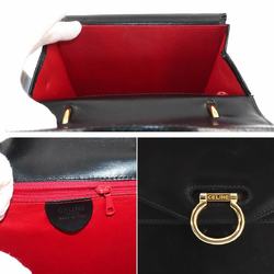 CELINE Double flap handbag Leather Black Gold hardware Handbag