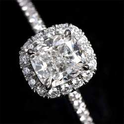 Harry Winston HARRY WINSTON Cushion Cut Micro Pavé Diamond 1.03ct D VS1 Ring Pt Platinum HW