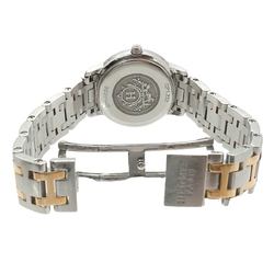 Hermes Clipper Nakre Combi CP1 222 Ladies Watch Diamond Bezel Date White Shell Quartz