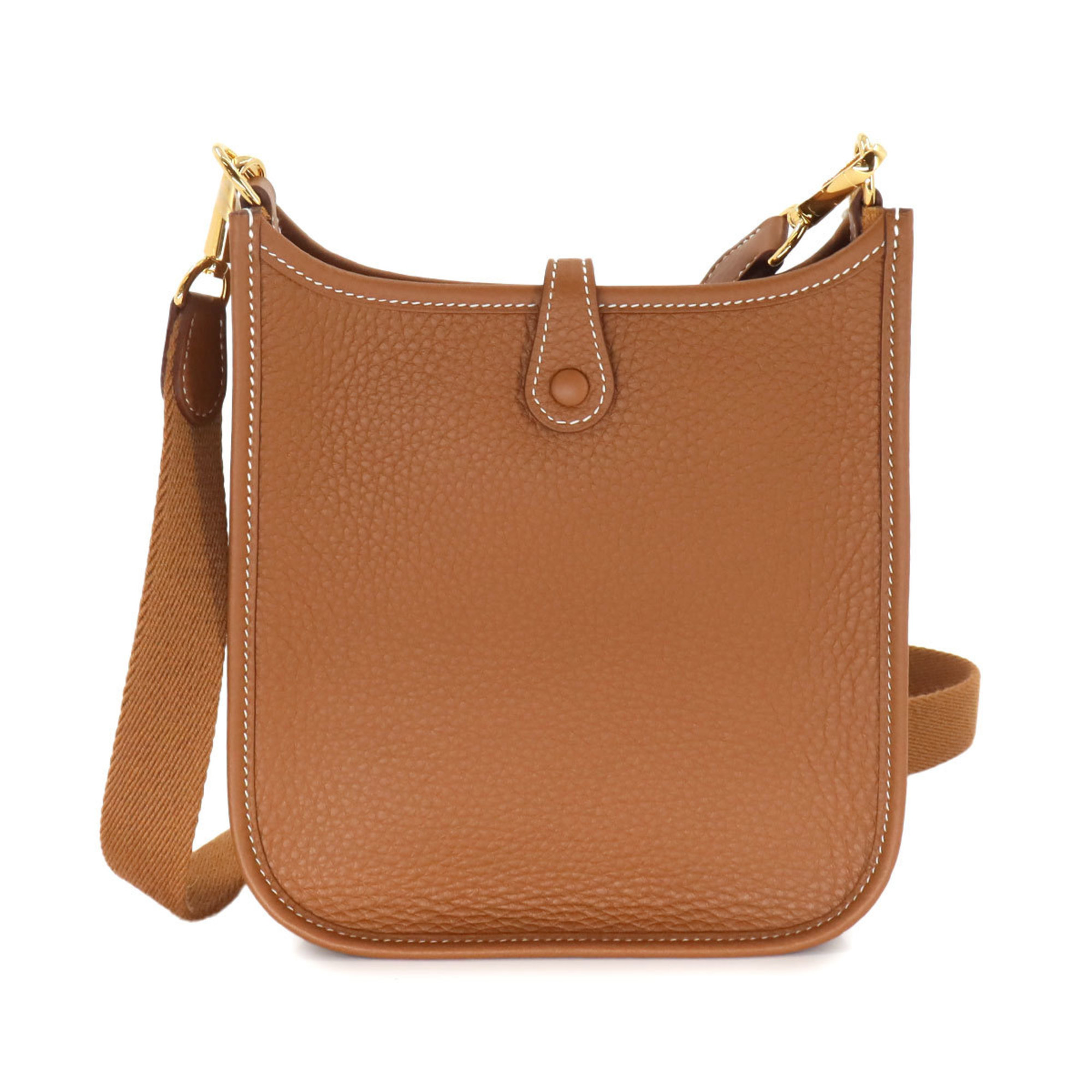 Hermes HERMES Evelyn TPM Shoulder Bag Taurillon Clemence Gold W Engraved Hardware Everlyne