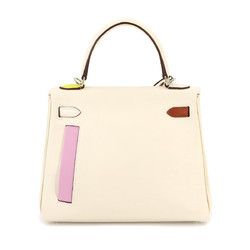 Hermes Kelly 25 Colormatic 2way Hand Shoulder Bag Swift Nata Multicolor U Engraved Inner Stitching Silver Hardware