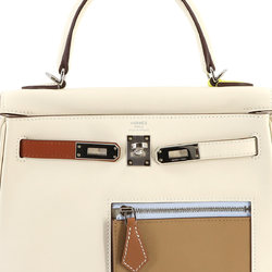 Hermes Kelly 25 Colormatic 2way Hand Shoulder Bag Swift Nata Multicolor U Engraved Inner Stitching Silver Hardware