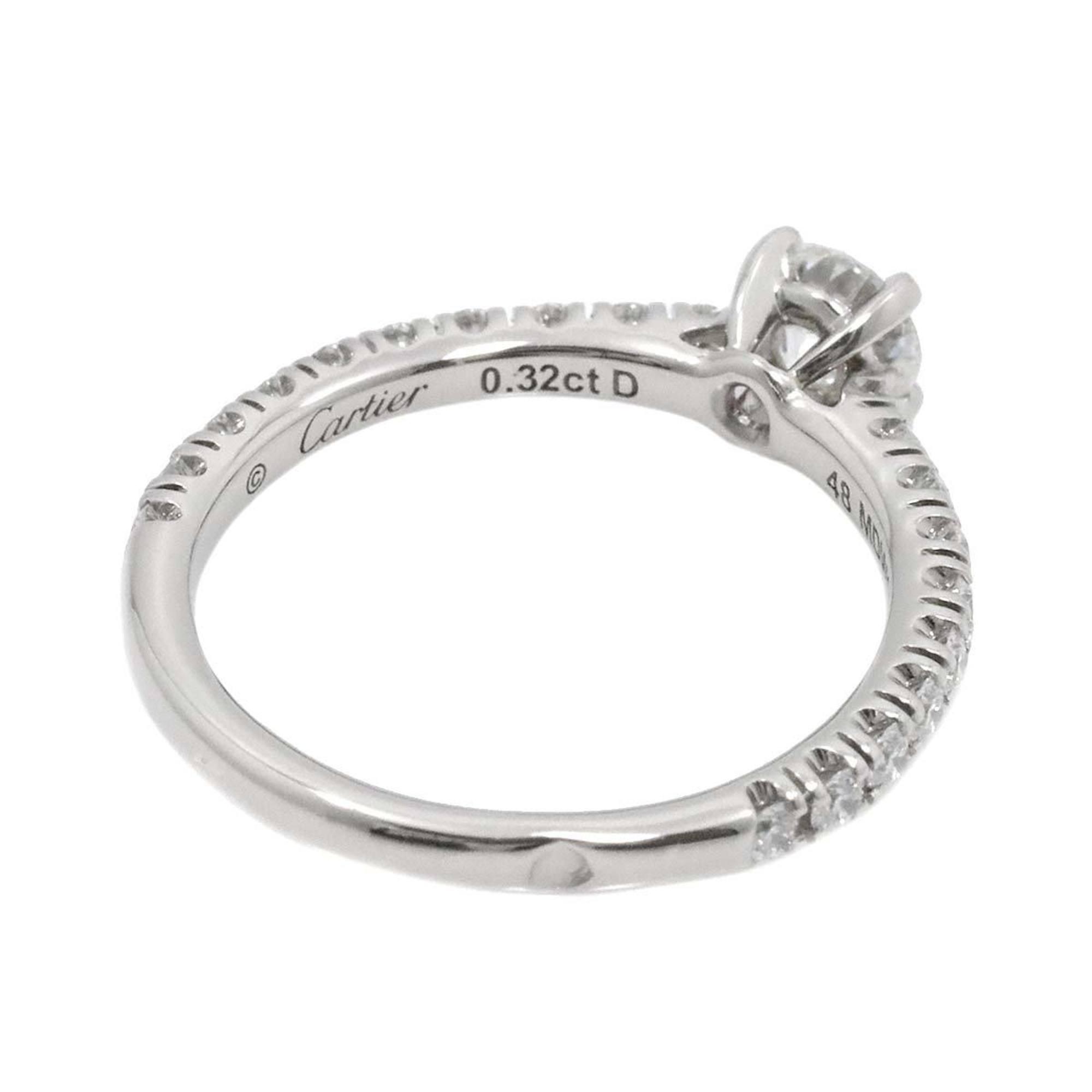 Cartier Solitaire Diamond 0.32ct G VS2 3EX #48 Ring Pt Platinum