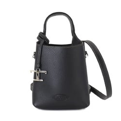 Tod's Micro 2-way Hand Shoulder Bag Leather Black Silver Hardware XBWAPAT9000QRI