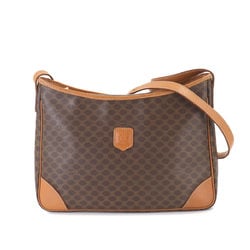 CELINE Macadam Shoulder Bag Leather Brown Gold Hardware