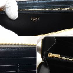 CELINE Large Zipped Wallet Long Leather Silver 10B553BER Quilted Gold Hardware