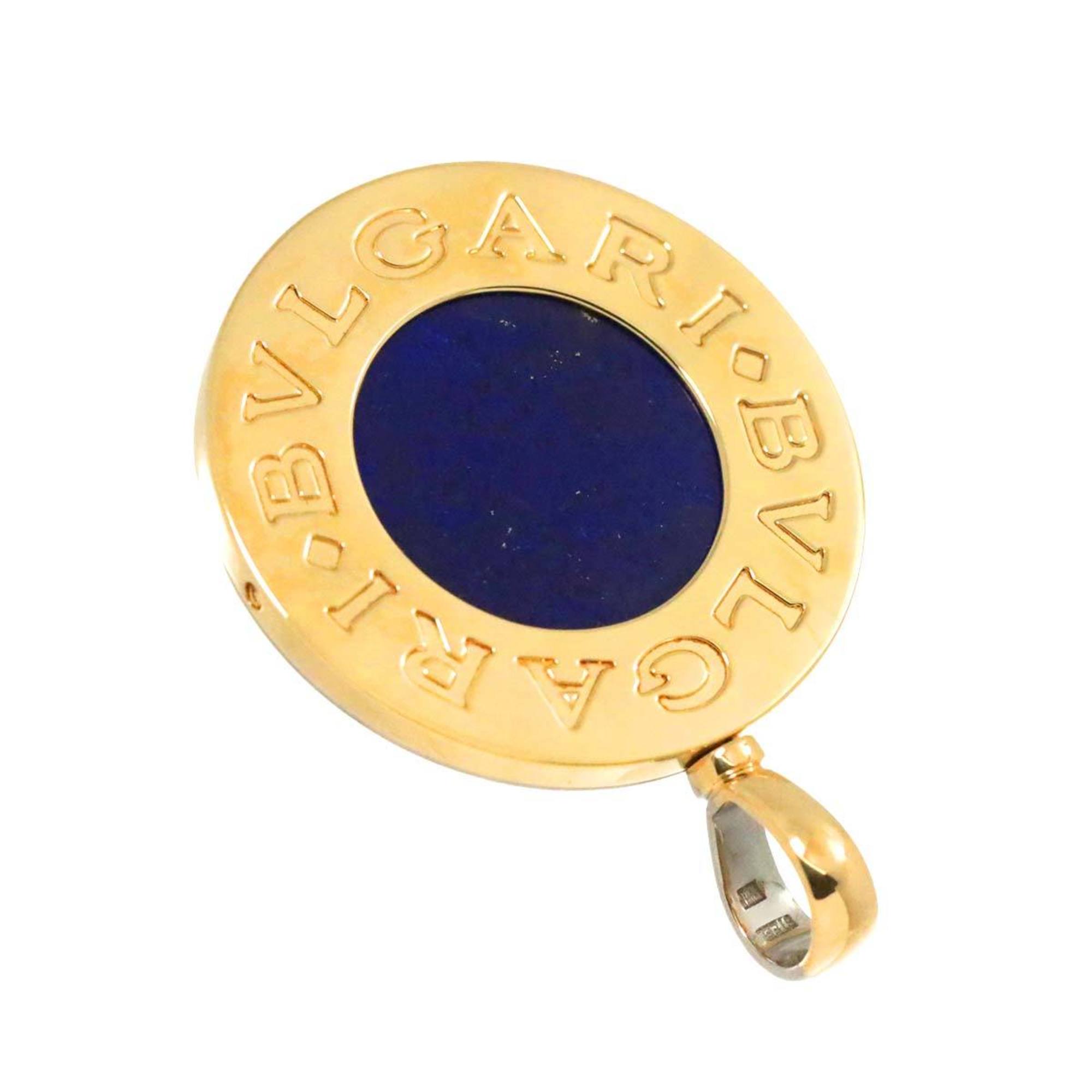 BVLGARI Double Pendant Top Lapis Lazuli Onyx K18 YG Yellow Gold 750 Steel