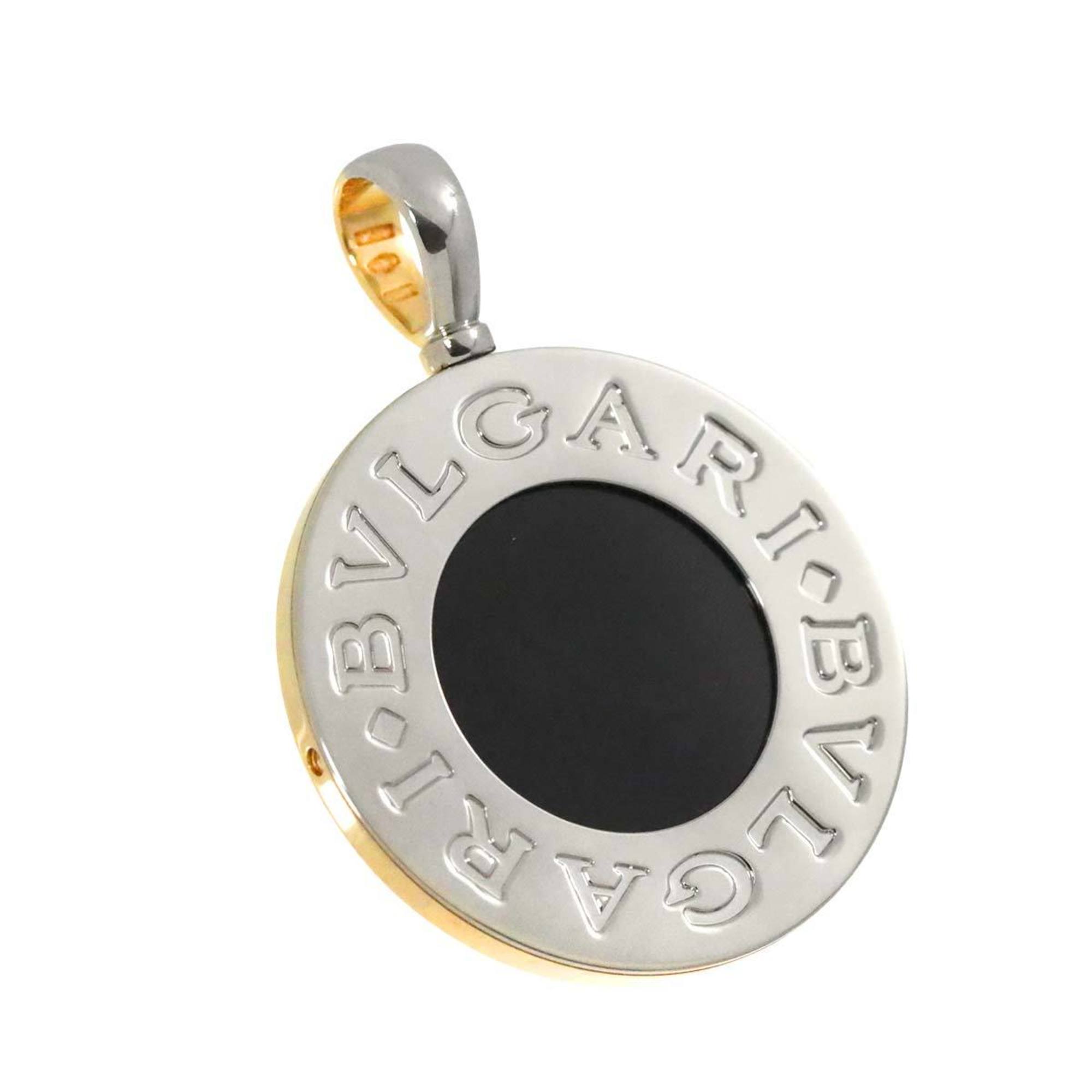 BVLGARI Double Pendant Top Lapis Lazuli Onyx K18 YG Yellow Gold 750 Steel