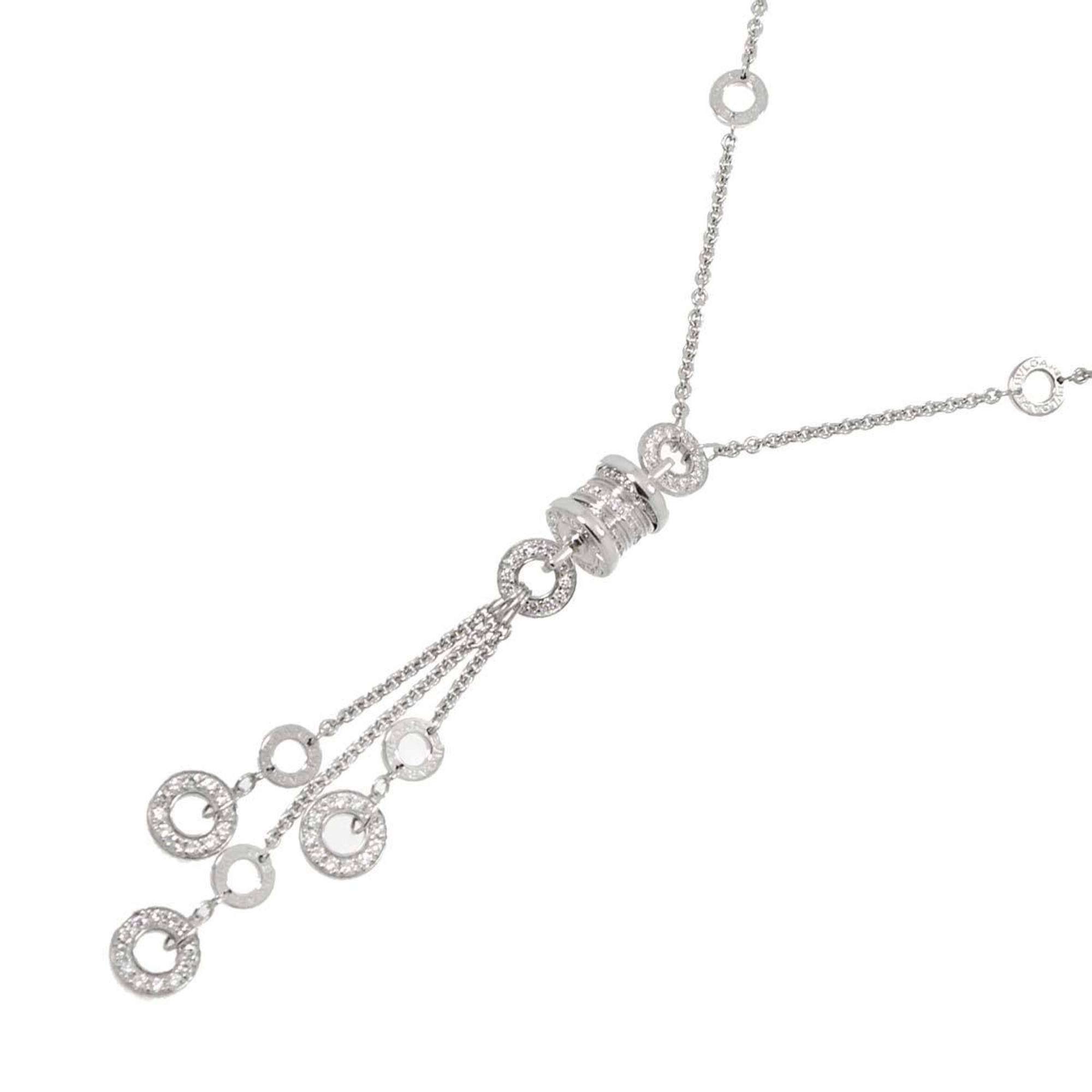 BVLGARI B-ZERO1 Element Diamond Necklace 44cm K18 WG White Gold 750