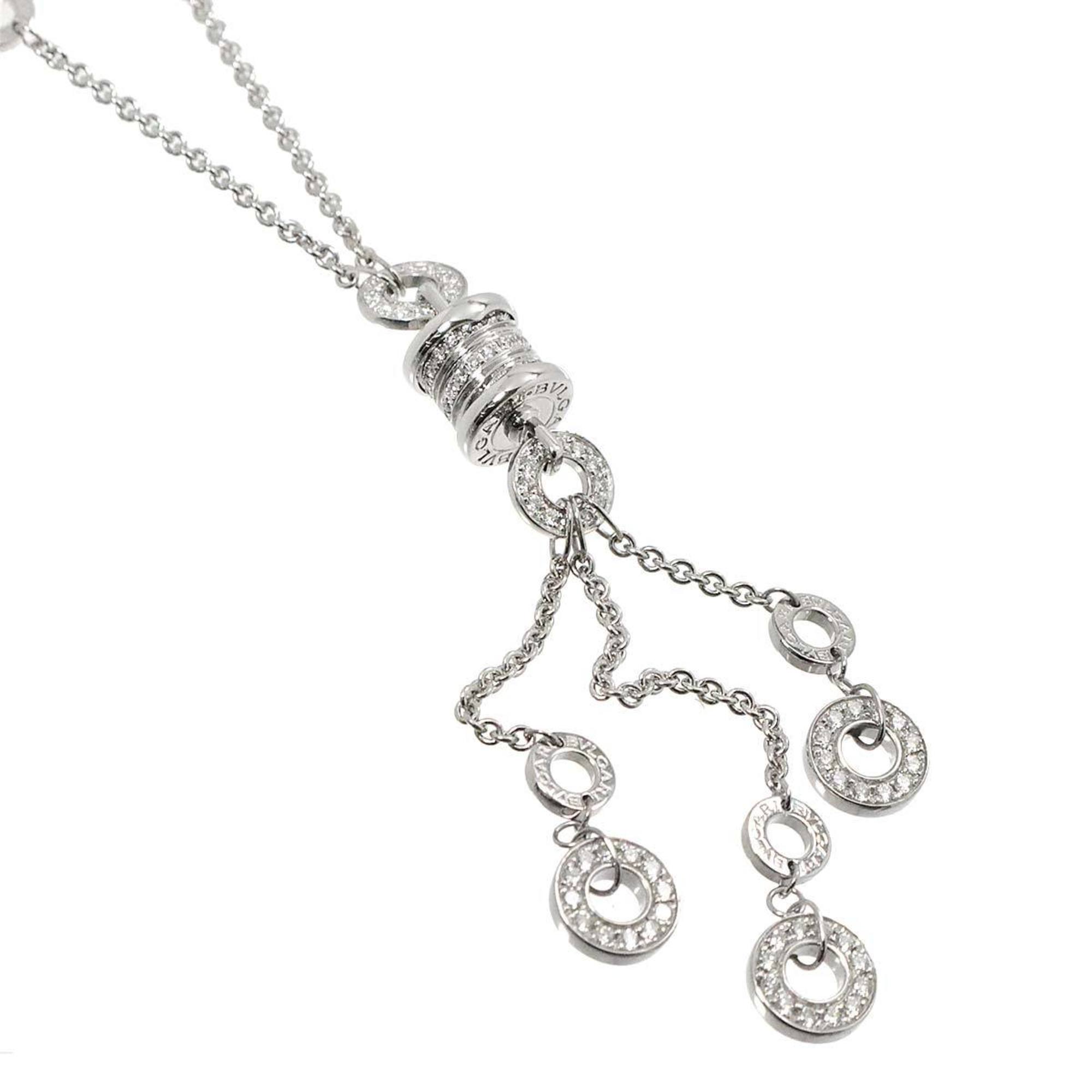 BVLGARI B-ZERO1 Element Diamond Necklace 44cm K18 WG White Gold 750