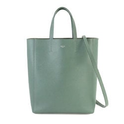 CELINE Small Vertical Cabas 2way Tote Shoulder Bag Leather Green 189813