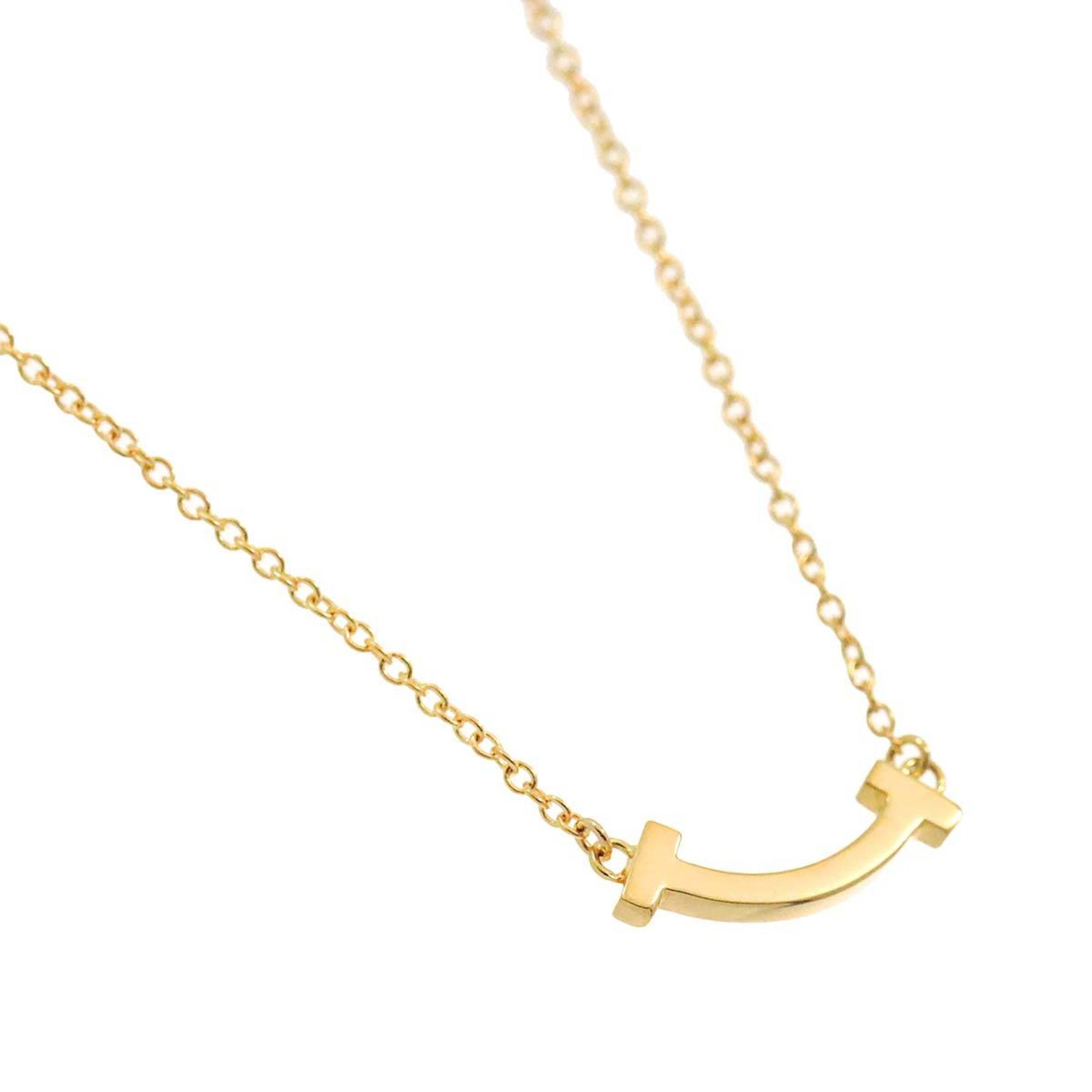 Tiffany & Co. T Smile Necklace 45cm K18 YG Yellow Gold 750