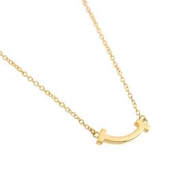 Tiffany & Co. T Smile Necklace 45cm K18 YG Yellow Gold 750