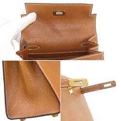 Hermes HERMES Kelly 2way Hand Shoulder Bag Cushvel Epsom Gold 〇X Engraved Outside Stitching Metal Fittings Mini