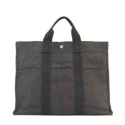 Hermes Airline Tote MM Bag Canvas Grey Silver Hardware Herline