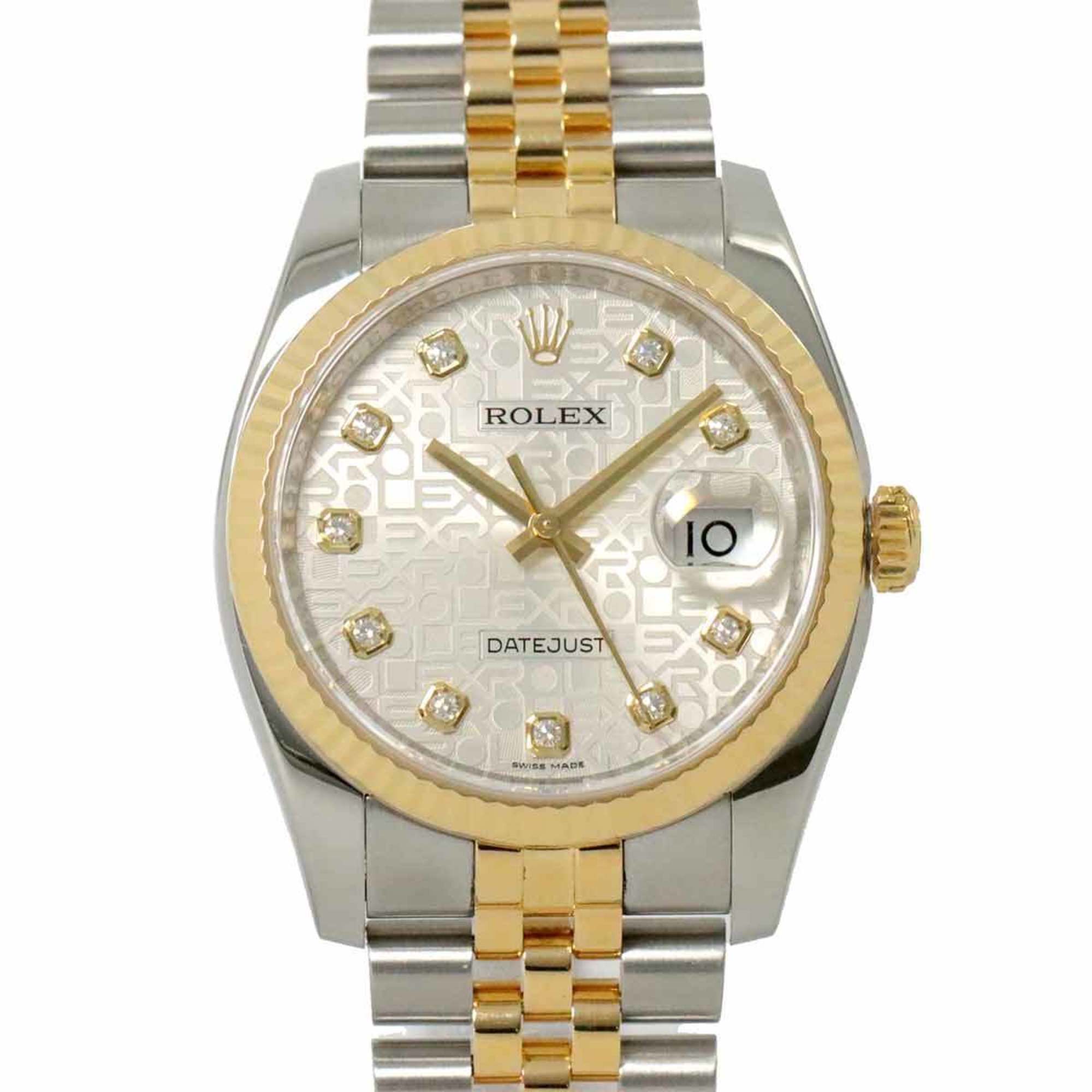 Rolex ROLEX Datejust Combi 116233G Random Number Roulette Men's Watch 10P Diamond Silver Computer YG Yellow Gold Automatic Self-Winding