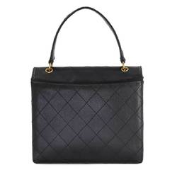 CHANEL Matelasse Handbag Caviar Skin Leather Black Gold Hardware