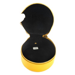 CHANEL Coco Mark Case Box Pouch Caviar Skin Yellow Jewelry case