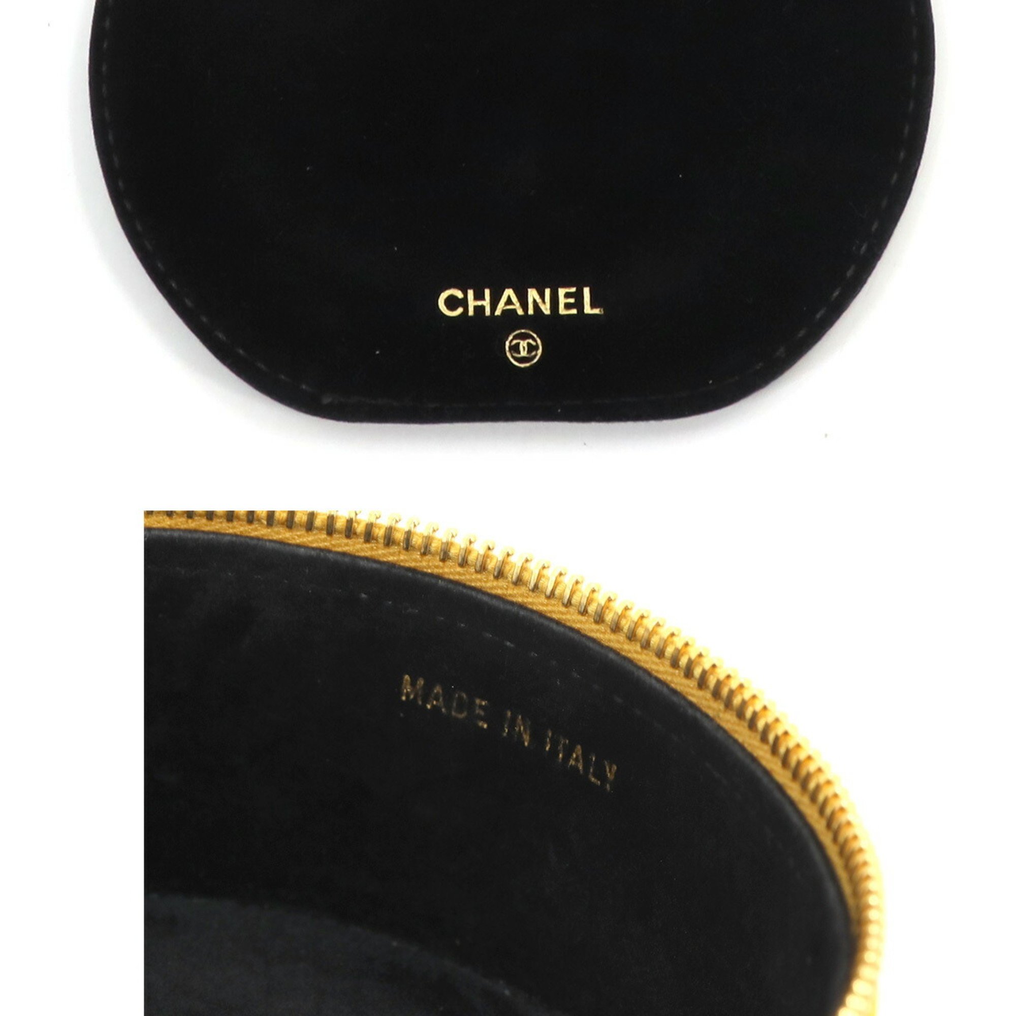 CHANEL Coco Mark Case Box Pouch Caviar Skin Yellow Jewelry case