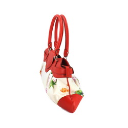 Salvatore Ferragamo Marissa Gancini Handbag Leather Satin Red Flower BW21 5370