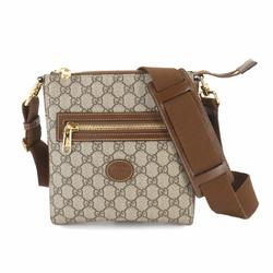 GUCCI Interlocking G Shoulder Bag GG Supreme Leather Beige Brown 681021