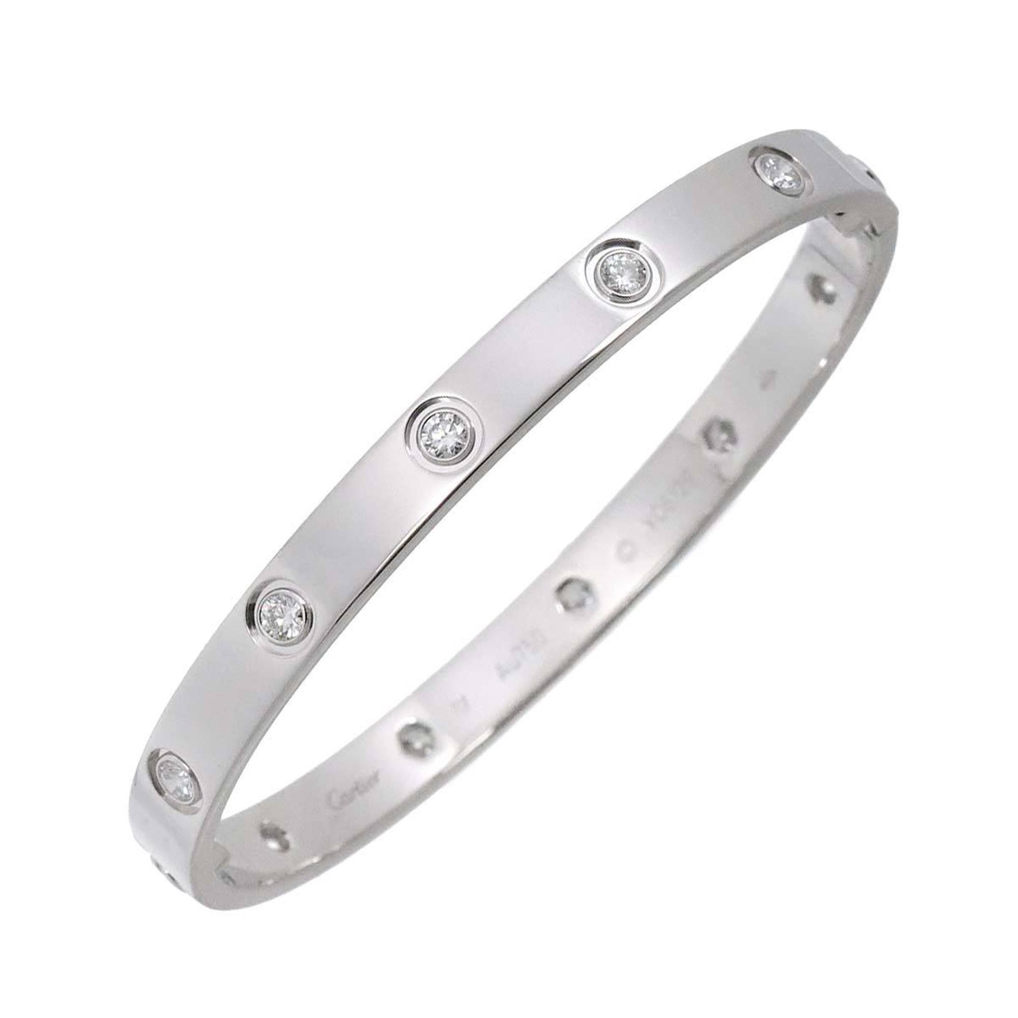 Cartier Love Bracelet Full Diamond 10P #17 K18 WG White Gold 750 Bangle