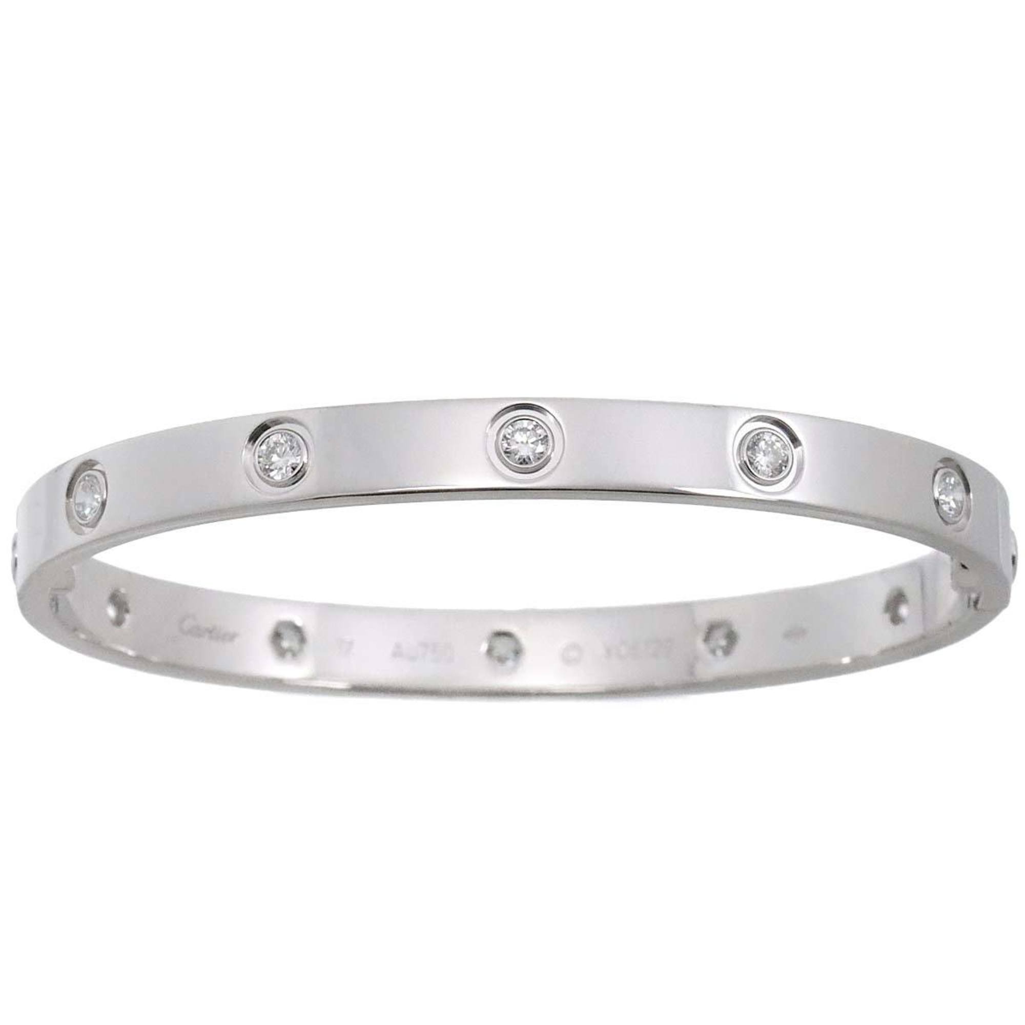 Cartier Love Bracelet Full Diamond 10P #17 K18 WG White Gold 750 Bangle