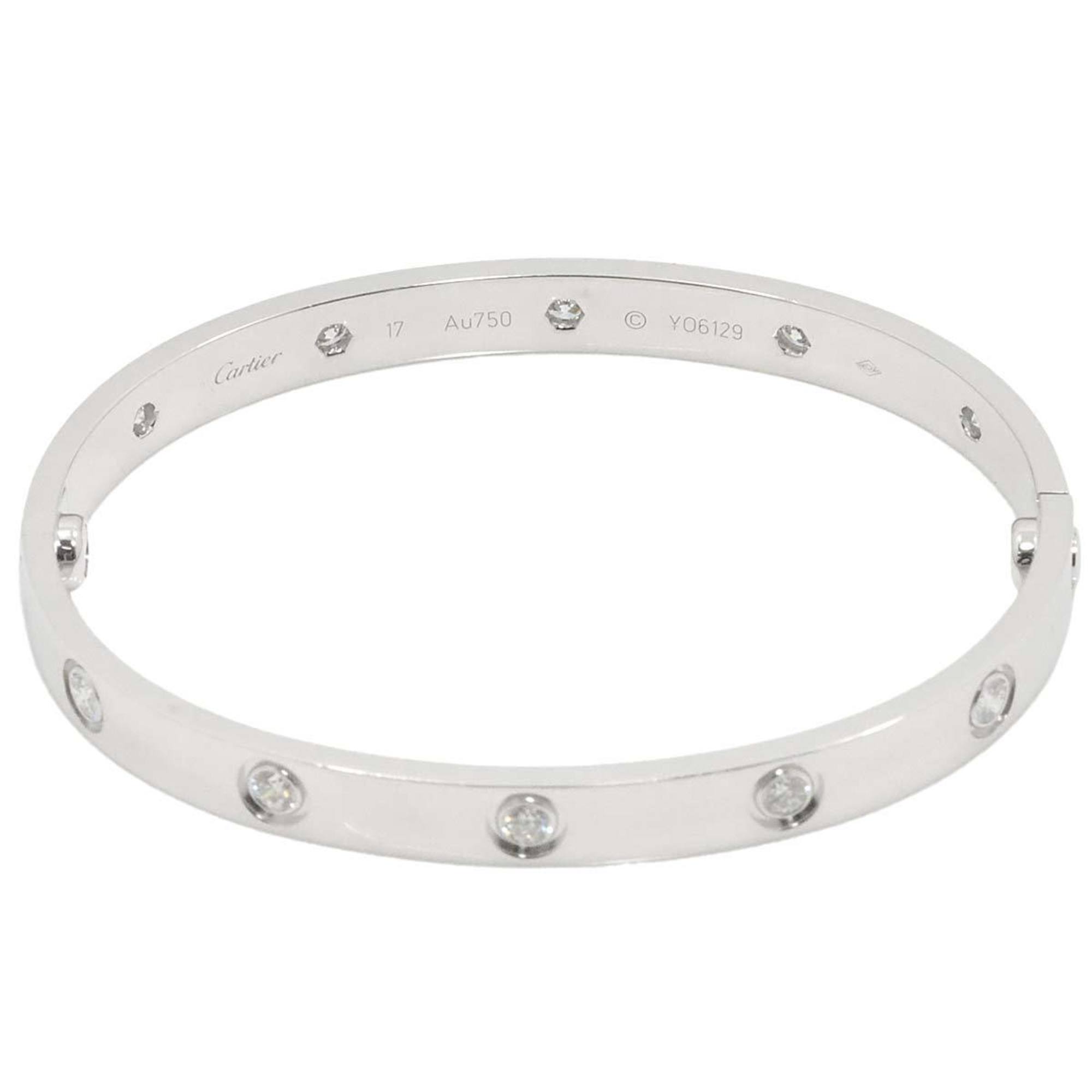 Cartier Love Bracelet Full Diamond 10P #17 K18 WG White Gold 750 Bangle