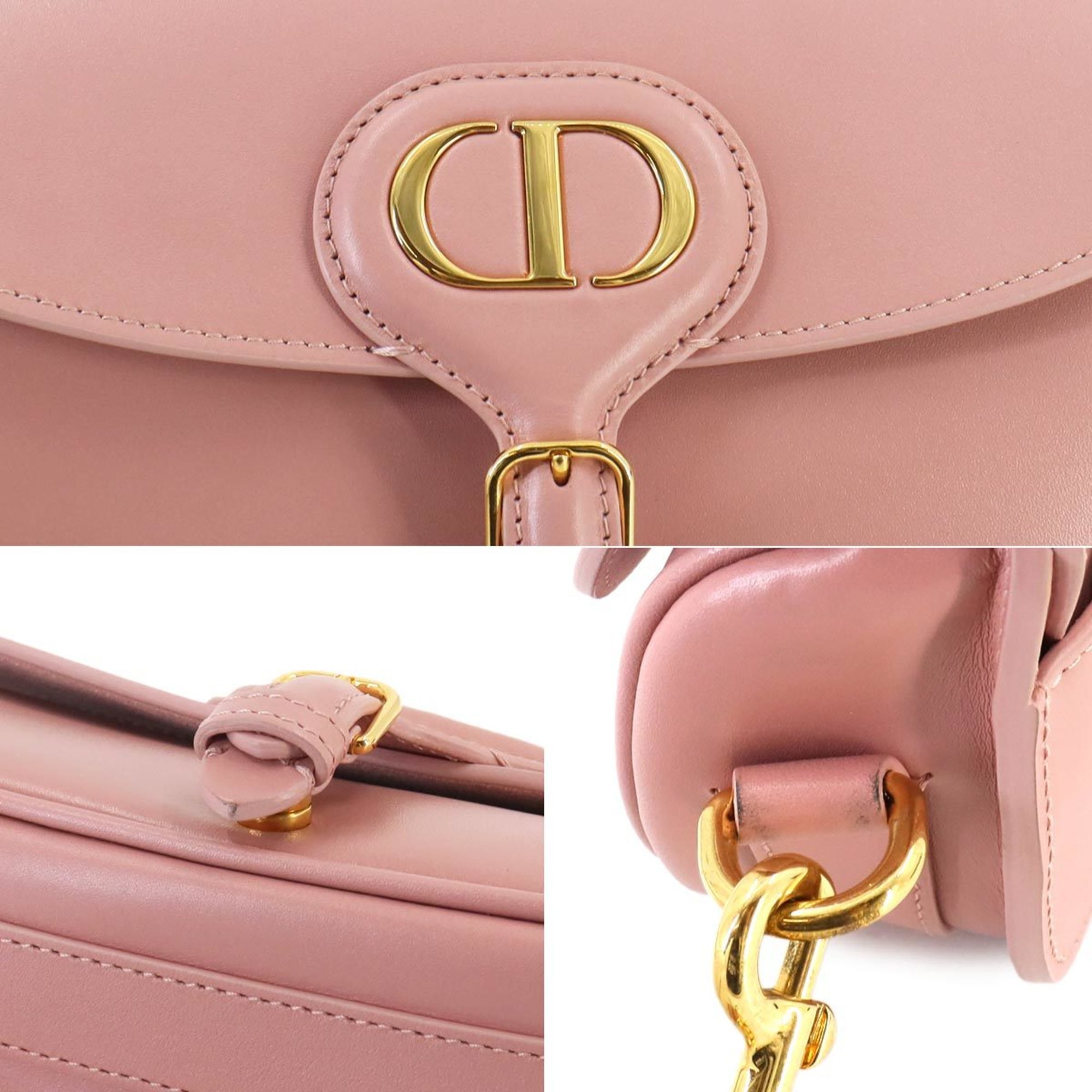 Christian Dior Bobby East West Shoulder Bag Leather Pink Gold Metal Fittings M9327UMOL