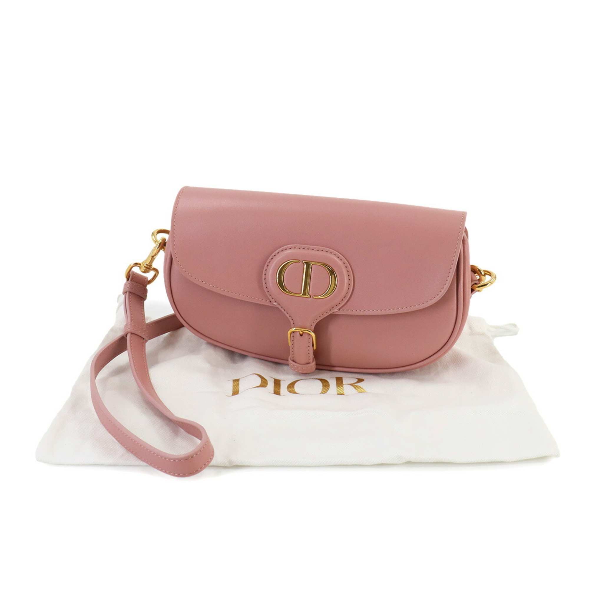 Christian Dior Bobby East West Shoulder Bag Leather Pink Gold Metal Fittings M9327UMOL