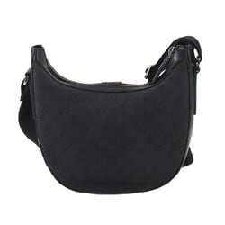 GUCCI GG Canvas Shoulder Bag Leather Black 101682 Silver Hardware