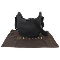 GUCCI GG Canvas Shoulder Bag Leather Black 101682 Silver Hardware