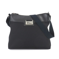 Christian Dior Street Chic Shoulder Bag Canvas Leather Black Navy