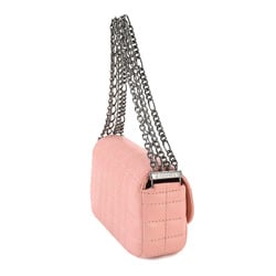 CHANEL Chocolate bar Chain Handbag Leather Pink Gunmetal Metal Fittings