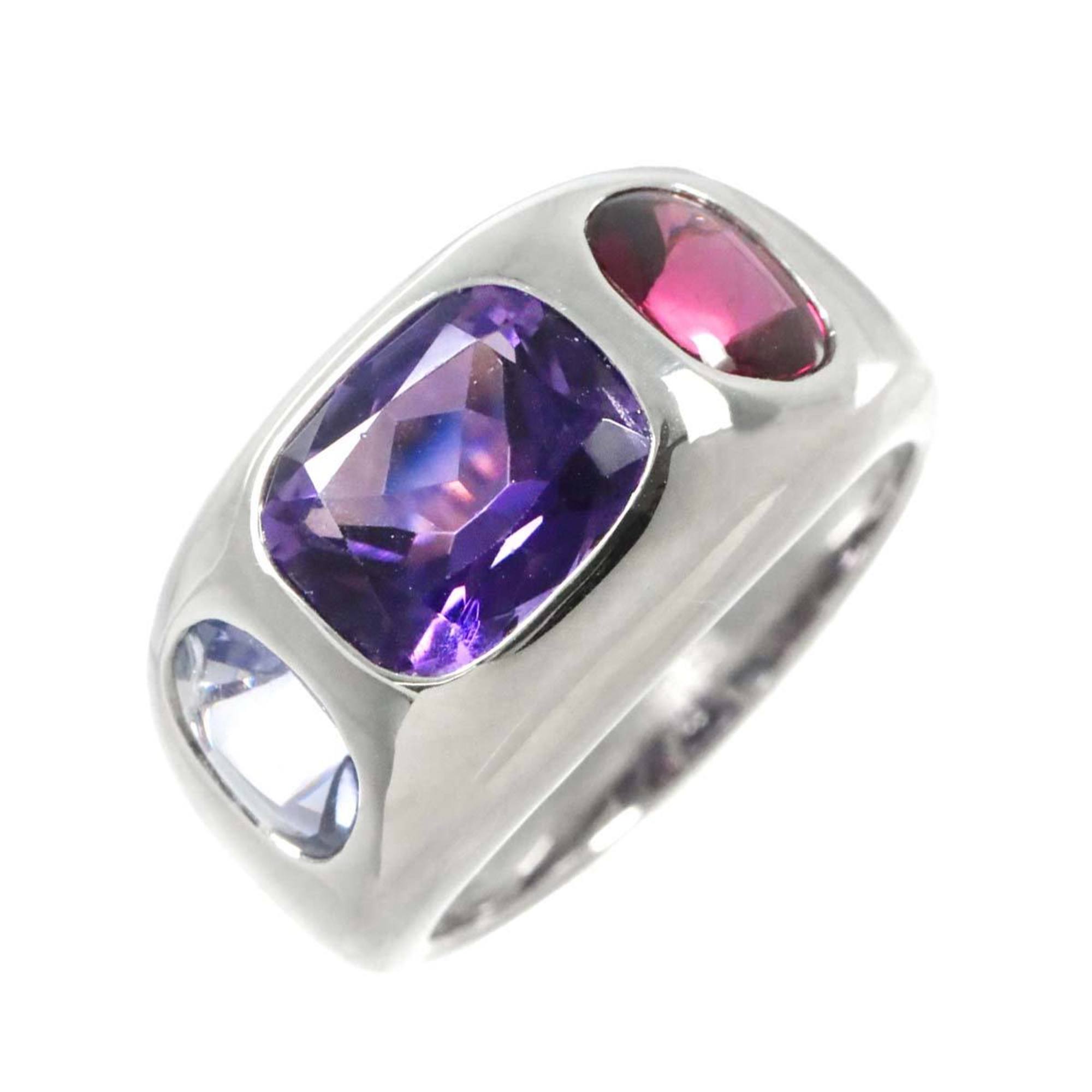 CHANEL #52 Ring Amethyst Iolite Garnet K18 WG White Gold 750 Multi Stone