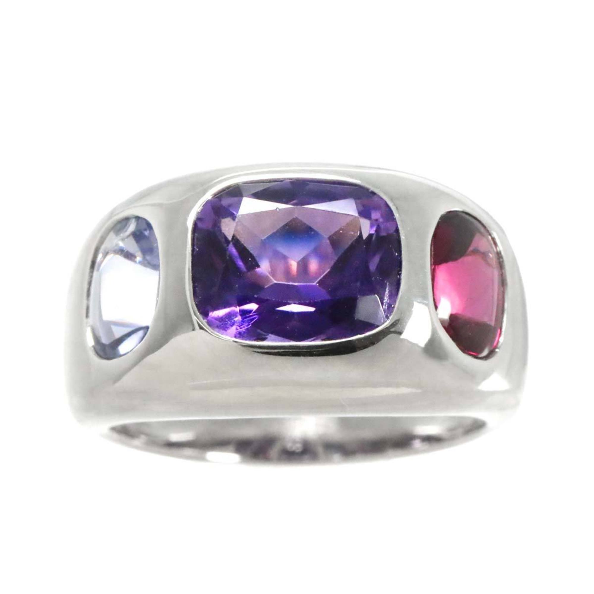 CHANEL #52 Ring Amethyst Iolite Garnet K18 WG White Gold 750 Multi Stone