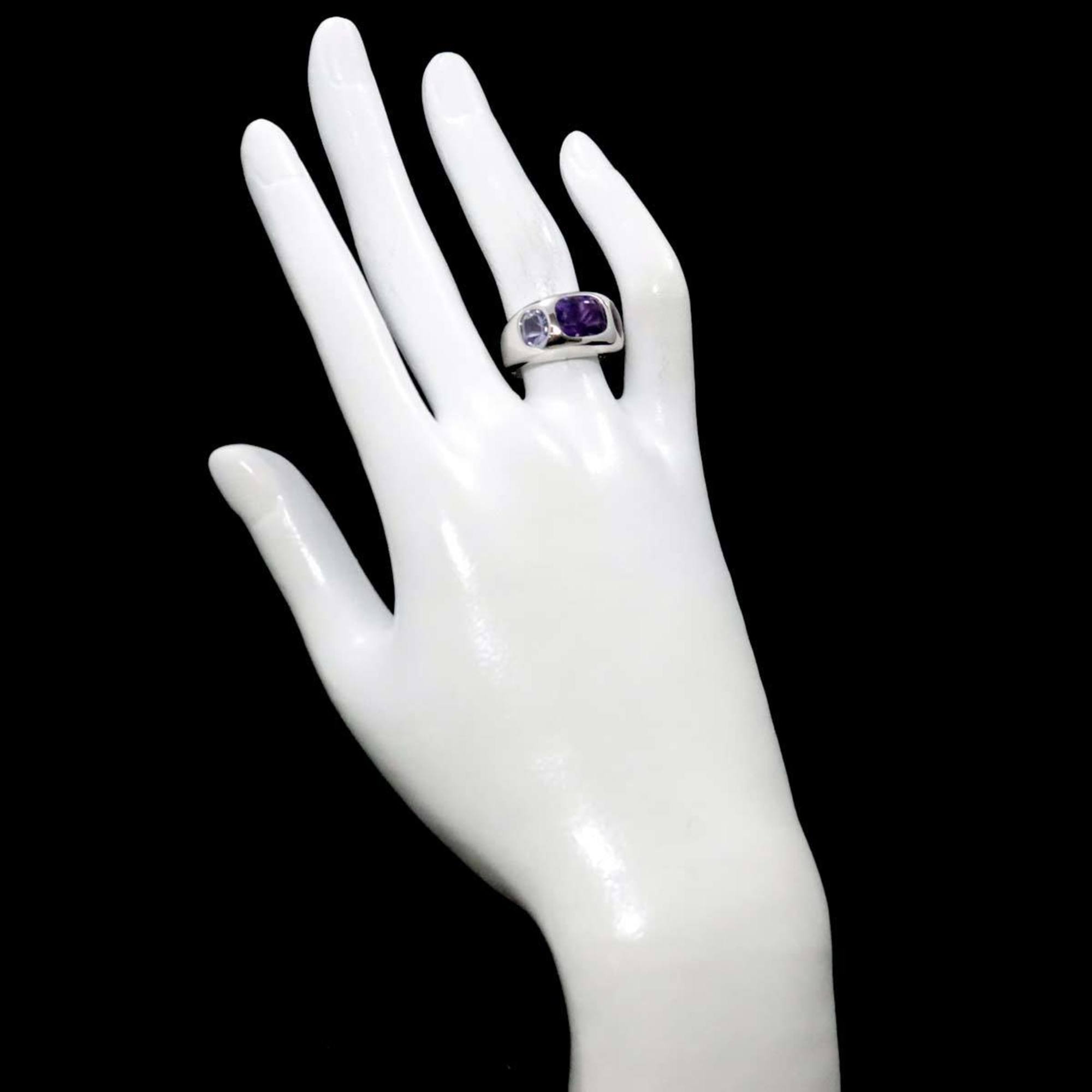 CHANEL #52 Ring Amethyst Iolite Garnet K18 WG White Gold 750 Multi Stone