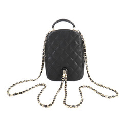 CHANEL Matelasse Chain Backpack Rucksack Caviar Skin Black Gold Metal Fittings AP3753 Mini