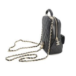 CHANEL Matelasse Chain Backpack Rucksack Caviar Skin Black Gold Metal Fittings AP3753 Mini