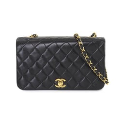 CHANEL Matelasse Chain Shoulder Bag Leather Black Gold Metal Fittings